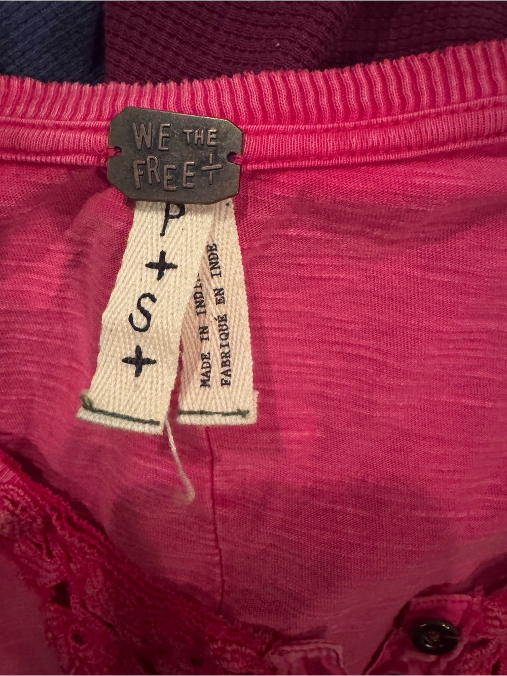 We The Free Raspberry Pink Lace-Trim Long Sleeve Henley - Picture 5 of 5